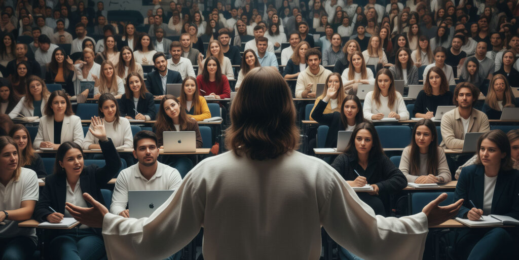 Jesus teaching the crowds